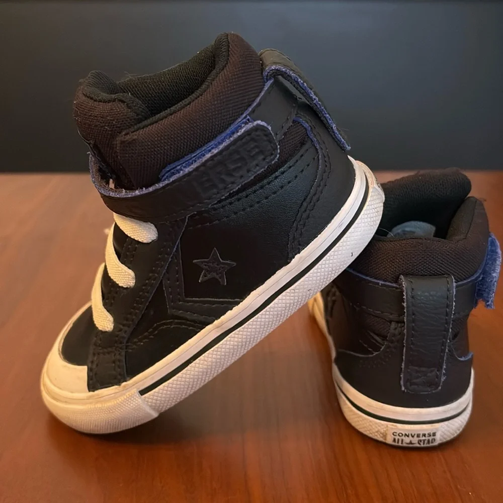 Converse Pro Blaze Strap HI Toddlers Shoes Black/White/Blue, size 7